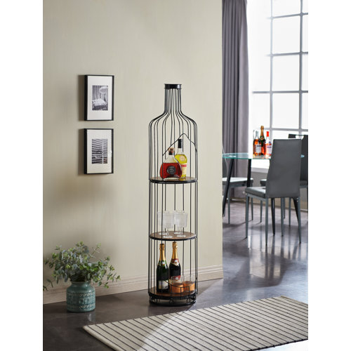 Ivy Bronx Cadarrah 6 Bottle Floor Wine Bottle Rack in Black/Oak Wayfair